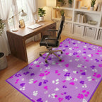 Purple Paw Prints Scatter Rug - Office View