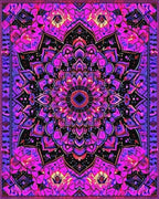 Purple Pink Psychedelic Mandala Rug - Cutout View