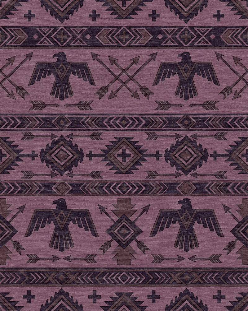 Purple Tribal Eagle Arrow Geometric Rug - Cutout View