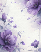 Purple Watercolor Floral Splash Rug - Cutout View
