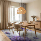 Purple Watercolor Floral Splash Rug - Dining Room View