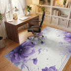 Purple Watercolor Floral Splash Rug - Office View