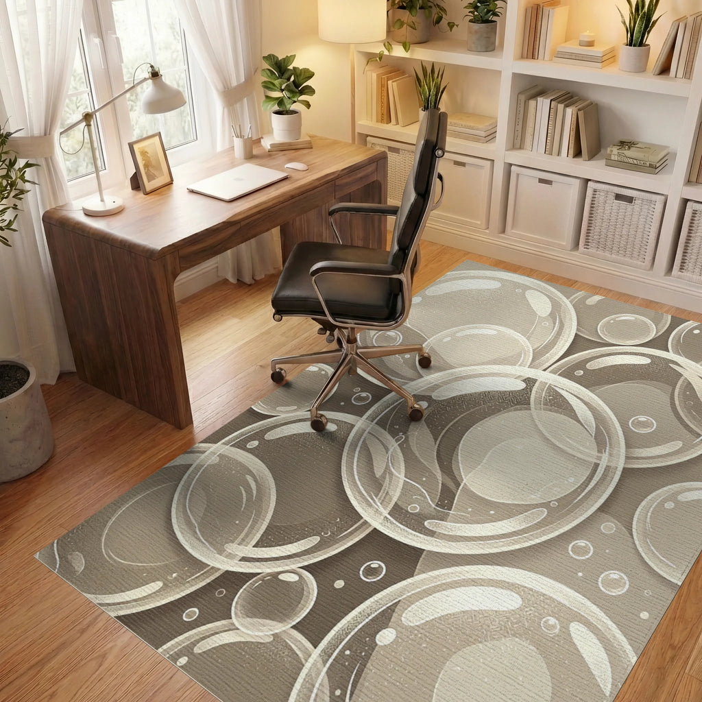 Radiant Bubble Cluster Cream Rug Office View