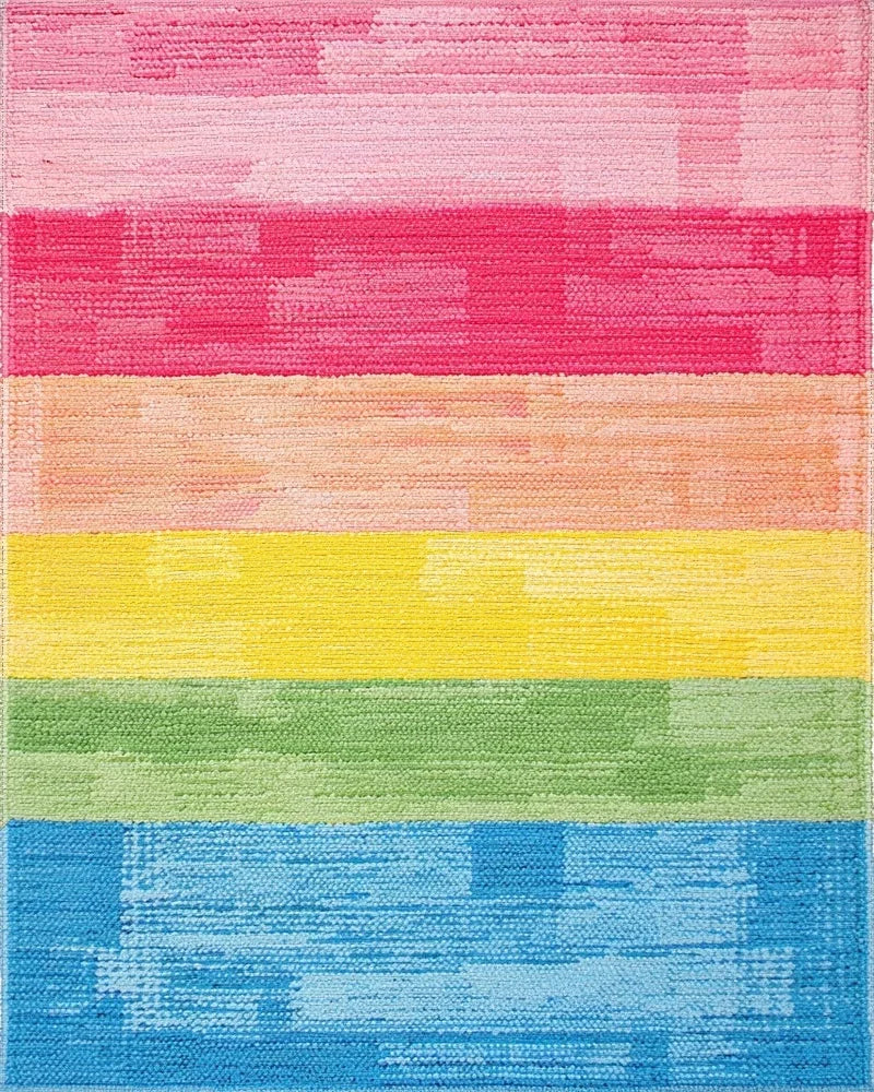 Rainbow Bright Horizontal Stripe Rug - Cutout View