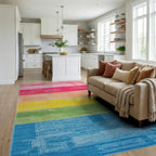 Rainbow Bright Horizontal Stripe Rug - Living Room View
