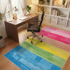 Rainbow Bright Horizontal Stripe Rug - Office View