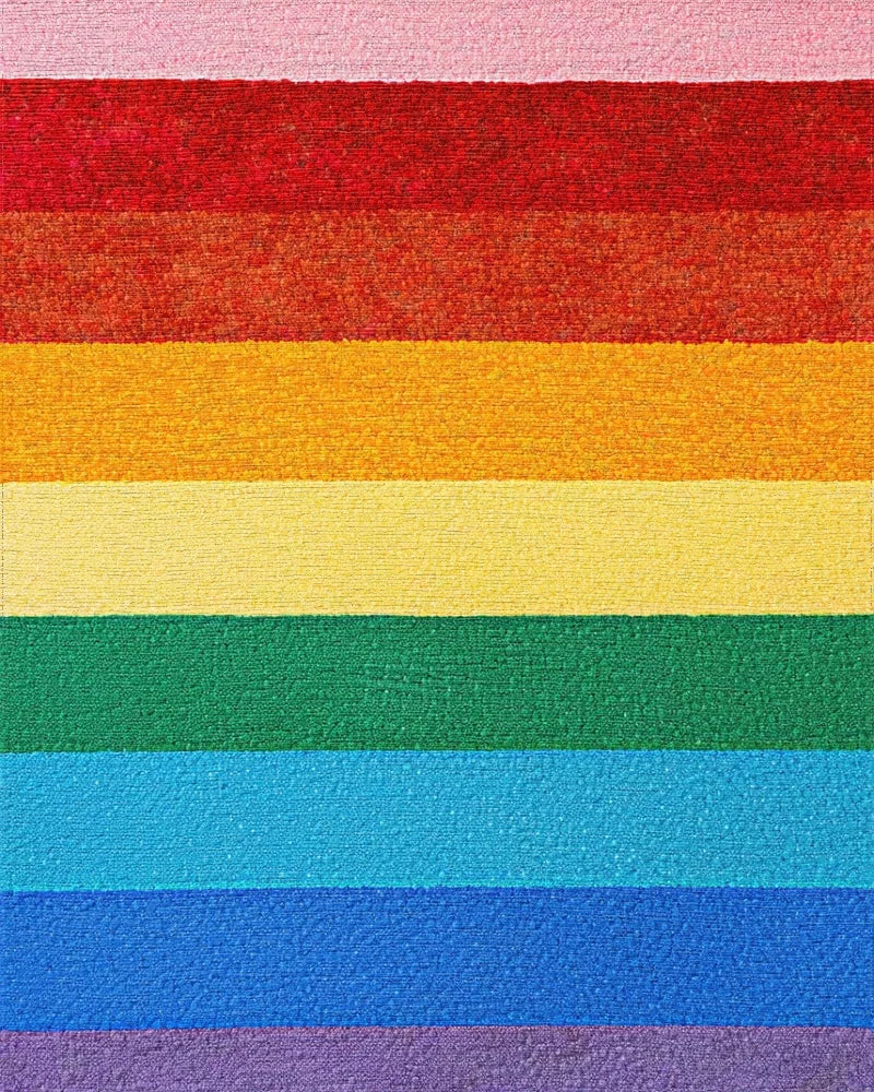 Rainbow Stripes Textured Rug - Cutout View
