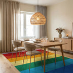Rainbow Stripes Textured Rug - Dining Room View