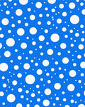 Random White Circles Blue Pattern Rug - Cutout View
