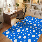 Random White Circles Blue Pattern Rug Office View
