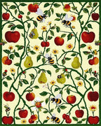 Red Apples Pears Bees Garden Vines Rug - Cutout View