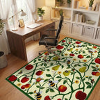 Red Apples Pears Bees Garden Vines Rug - Office View