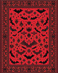 Red Black Bat Moon Gothic Rug - Cutout View