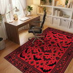 Red Black Bat Moon Gothic Rug - Office View