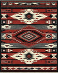 Red Black Geometric Diamond Native Rug - Cutout View