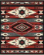 Red Black Geometric Diamond Native Rug - Cutout View