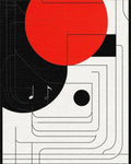 Red Black Geometric Music Notes Rug - Cutout View