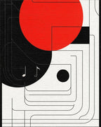 Red Black Geometric Music Notes Rug - Cutout View