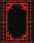 Red Black Ornate Arched Floral Rug - Cutout View