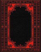 Red Black Ornate Arched Floral Rug - Cutout View
