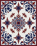 Red Blue Floral Symmetry Pattern Rug - Cutout View