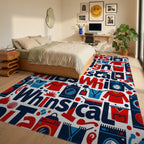 Red Blue Whimsical Laundry Appliances Rug Bedroom View