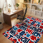 Red Blue Whimsical Laundry Appliances Rug Office View