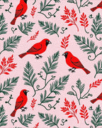 Red Cardinal With Green Foliage Pattern Rug - Cutout View