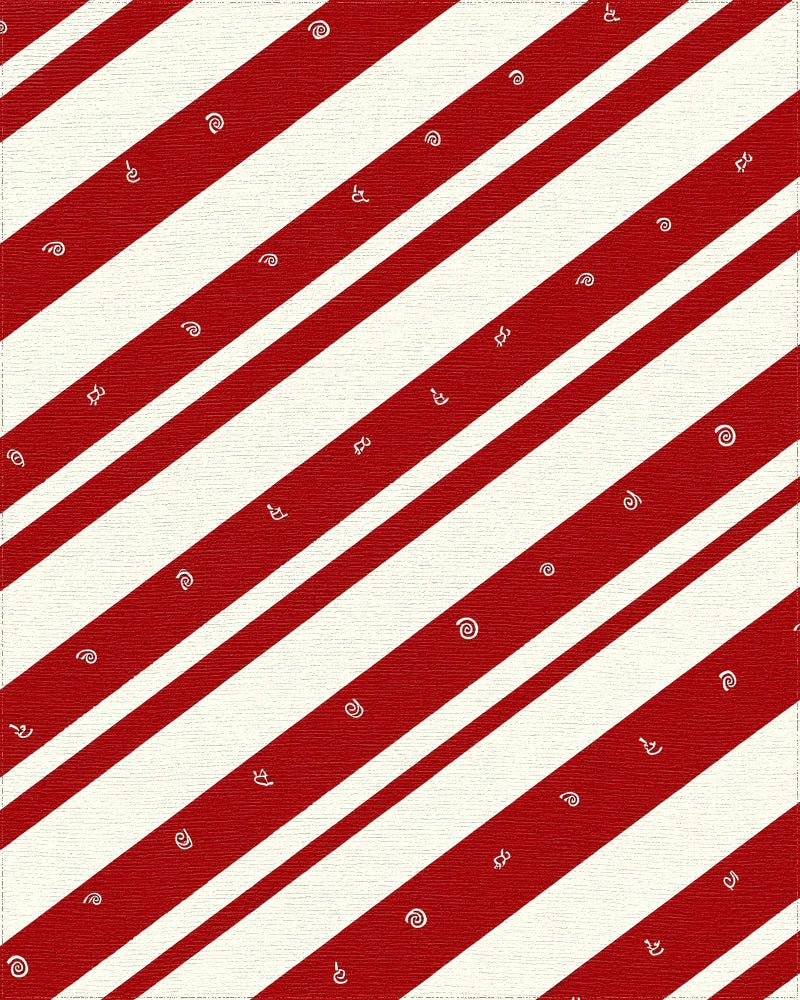 Red Cream Diagonal Stripe Pattern Rug - Cutout View