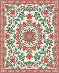 Red Green Floral Mandala Pattern Rug - Cutout View