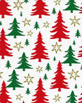 Red Green Pine Tree Star Pattern Rug - Cutout View