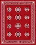 Red Snowflake Patterned Festive Rug - Cutout View