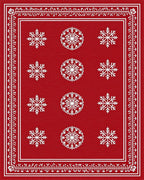 Red Snowflake Patterned Festive Rug - Cutout View