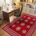 Red Snowflake Patterned Festive Rug Office View