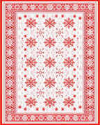 Red Snowflake Winter Holiday Border Rug - Cutout View
