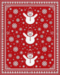 Red Snowman Snowflake Pattern Rug - Cutout View