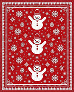 Red Snowman Snowflake Pattern Rug - Cutout View