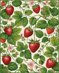 Red Strawberry Green Leaf Floral Rug - Cutout View