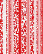 Red Stripe Organic Swirl Pattern Rug - Cutout View