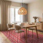 Red Stripe Organic Swirl Pattern Rug Dining Room View