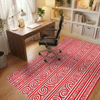 Red Stripe Organic Swirl Pattern Rug Office View