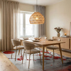 Red Sun Plum Blossoms Misty Landscape Rug - Dining Room View