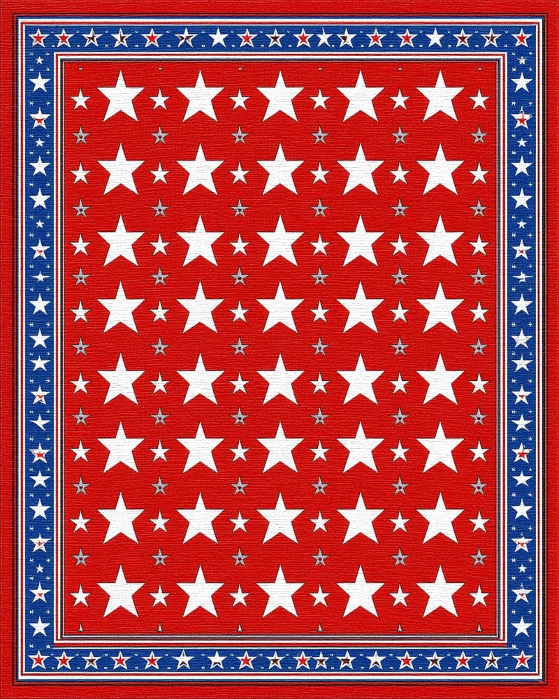 Red White Blue Star Repeating Pattern Rug - Cutout View