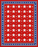 Red White Blue Star Repeating Pattern Rug - Cutout View