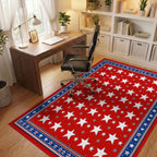 Red White Blue Star Repeating Pattern Rug - Office View
