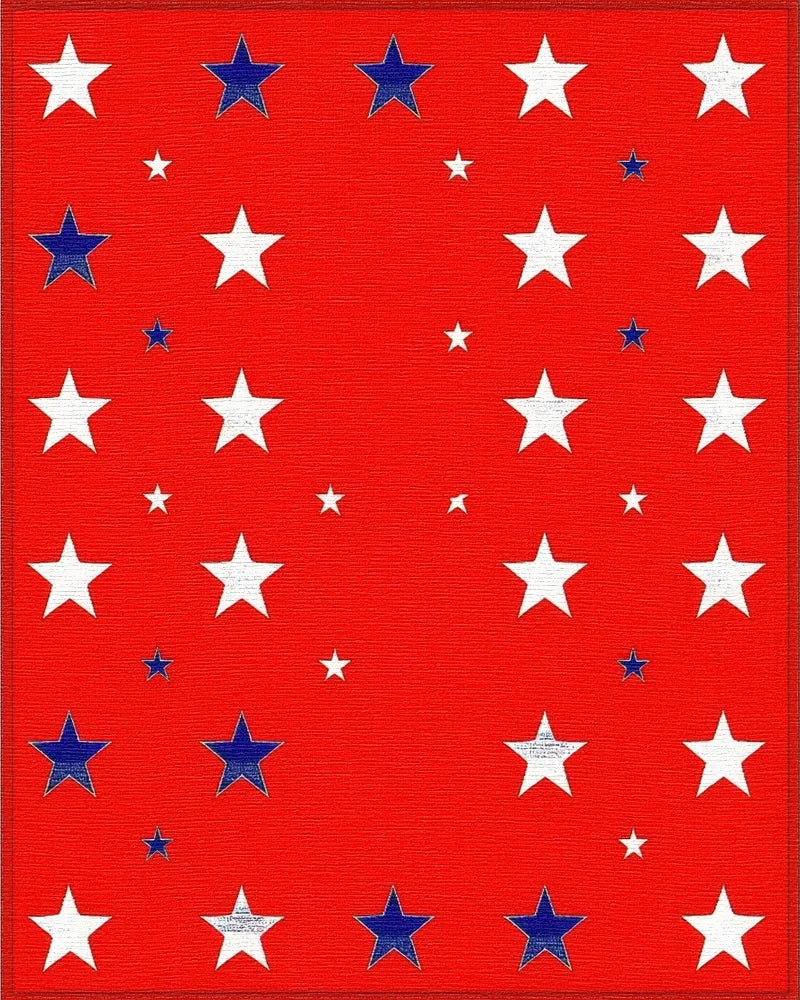 Red White Blue Starburst Scatter Rug - Cutout View