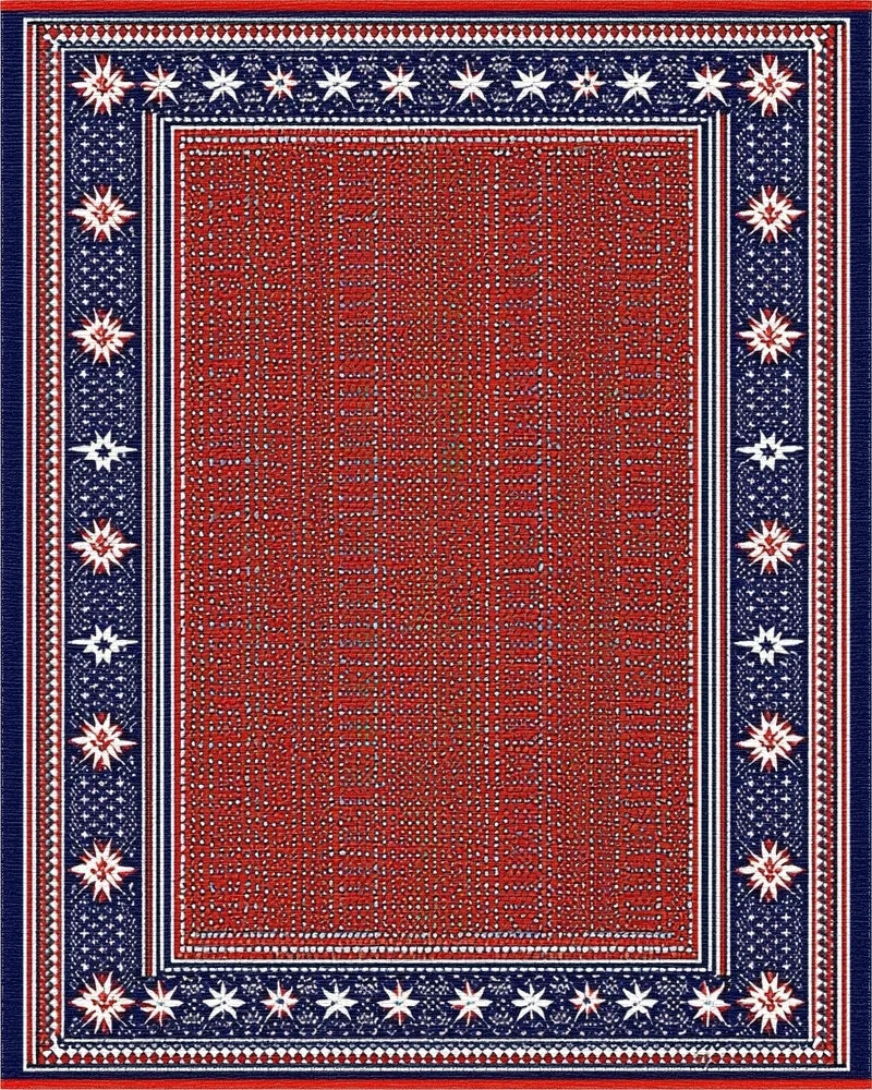 Red White Blue Stars Border Rug - Cutout View