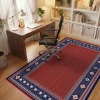 Red White Blue Stars Border Rug - Office View