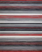 Red White Gray Abstract Stripe Rug - Cutout View