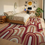 Retro Arc Arch Rainbow Tones Rug Bedroom View